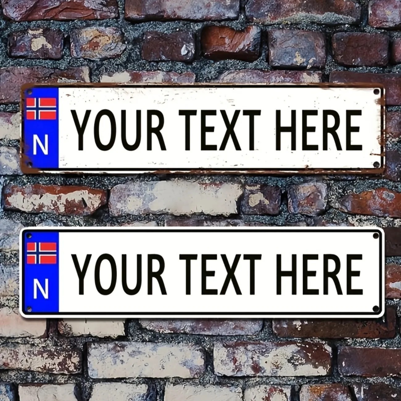 Outdoor Furniture Metal - Custom Text Norwegian Vintage Metal Sign