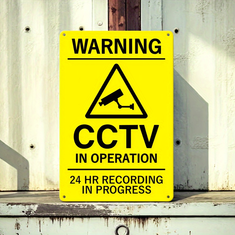 Outdoor Furniture Metal - Vintage Style Metal CCTV Warning Sign