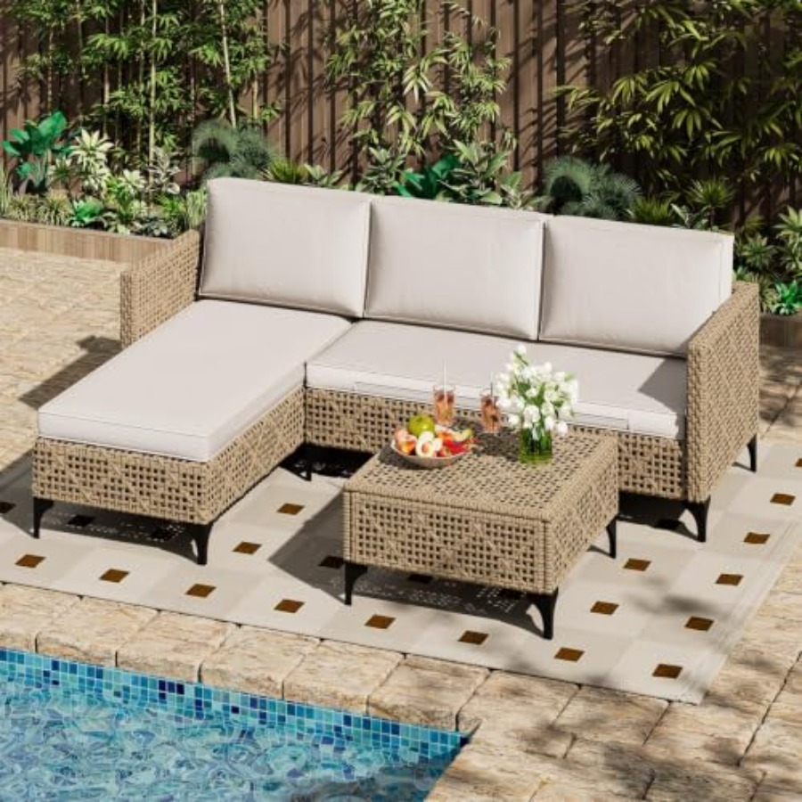 Outdoor Furniture Luxury - Outdoor patio furniture set: wicker rattan