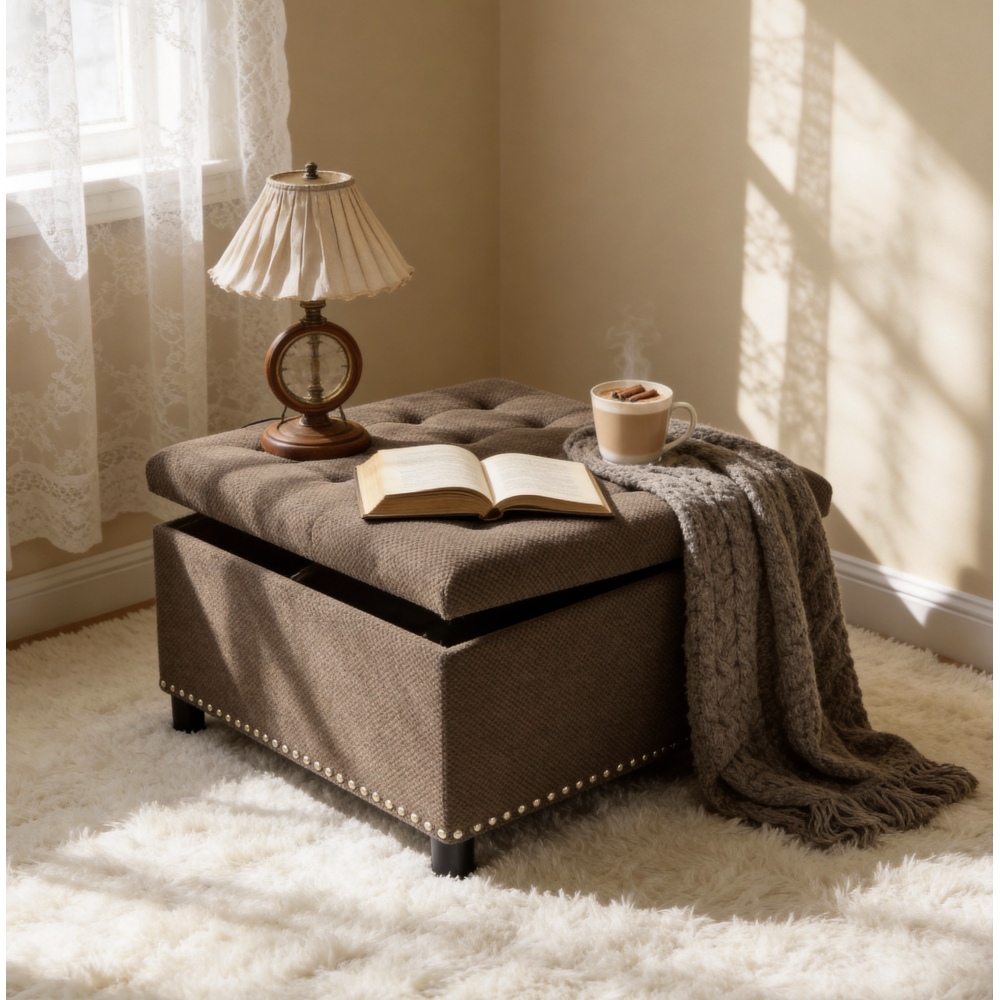 Orraves Dark Brown Square Stor - Outdoor Furniture Wood ulasan dan harga