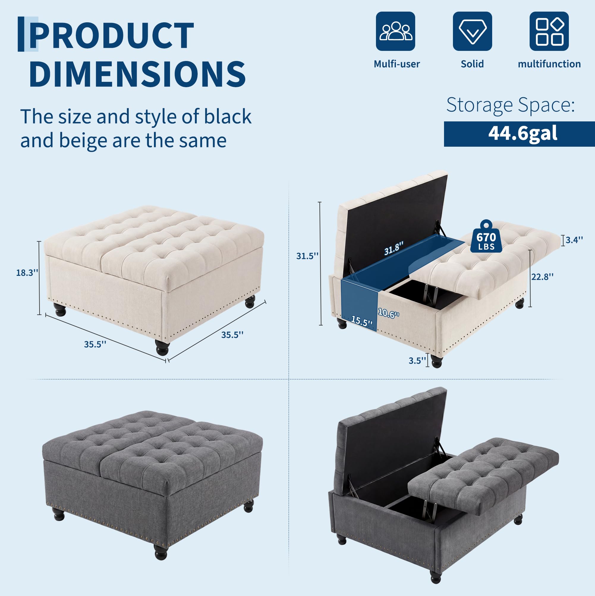 36 Inch Square Lift Top Storag - Outdoor Furniture Wood ulasan dan harga