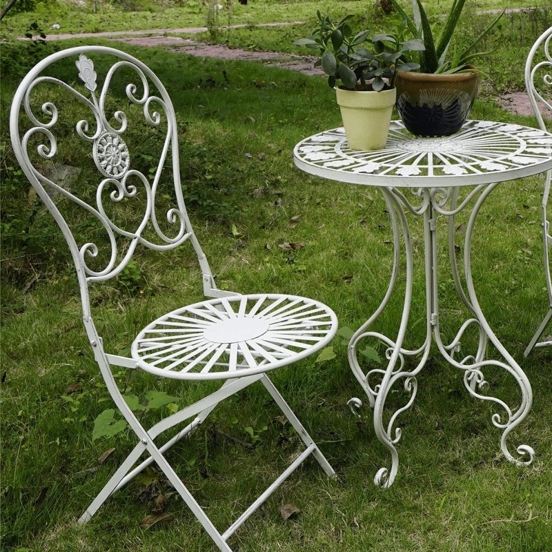 French Vintage Iron Table and  - Outdoor Furniture Metal Chairs ulasan dan harga